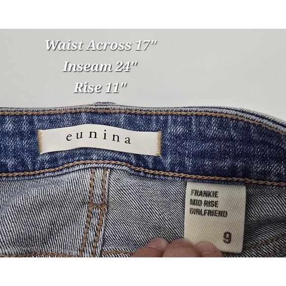 Eunina “Frankie” Mid-Rise Distressed Boyfriend Jeans – Size 9 - Picture 3 of 5